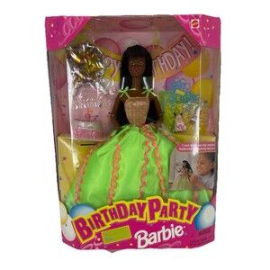 Barbie Birthday Party African American Doll Blows Up Own Balloons 1998 NRFB